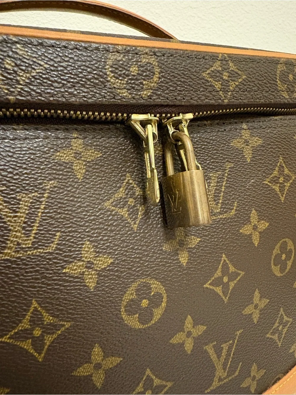 Louis Vuitton Monogram Train Case in Brown with Blush Interior